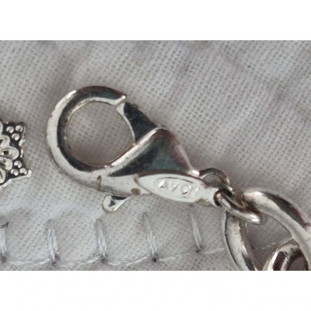 Avon Snowflake Charm Bracelet Silver Tone Faux Pearl Crystal Winter Holiday
